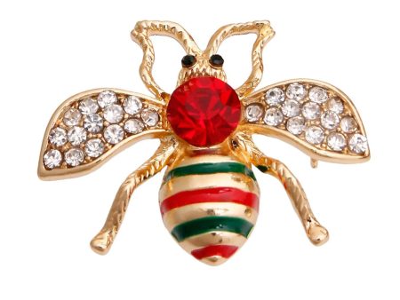 GG Red Crystal Bee Brooch Cheap