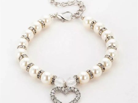 Heart and Pearl Necklace- White For Sale