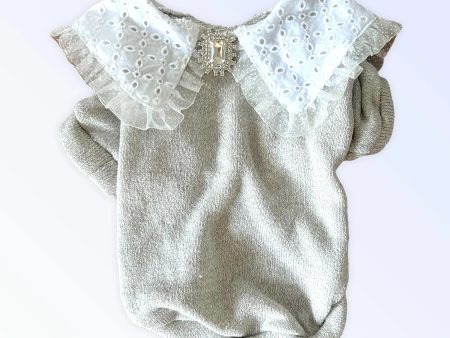 Princess Lace Lapel Sweater For Cheap