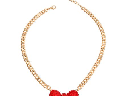 Red Bow Pendant Necklace Cheap