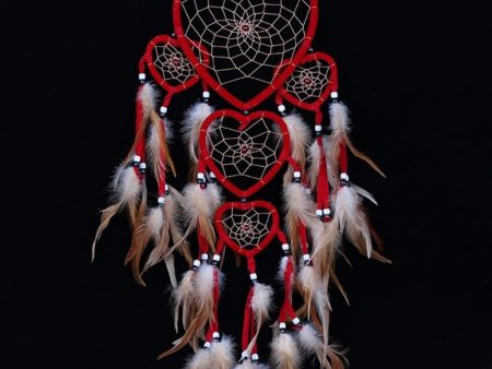 Red Love Heart Dream Catcher With Feathers Cheap