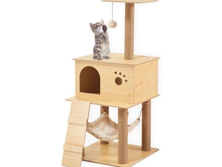 130cm Wooden Cat Tree | Beige Cheap