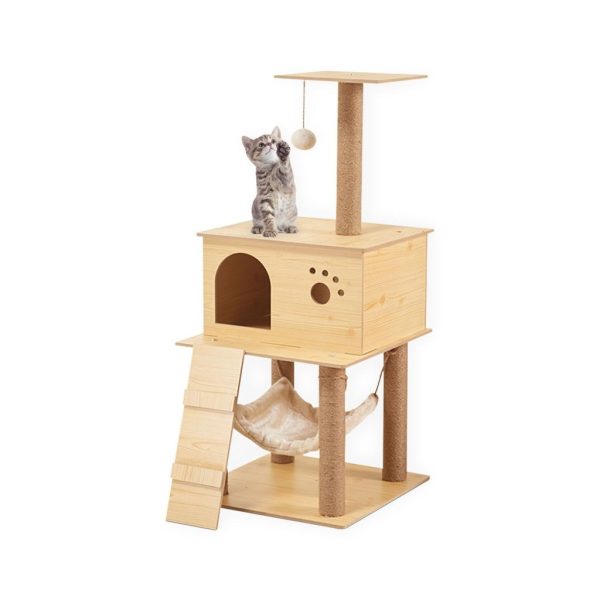 130cm Wooden Cat Tree | Beige Cheap