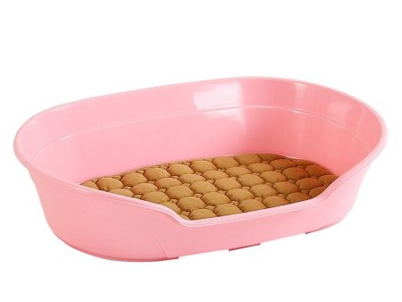 Small Plastic Dog Bed | Sleeping Resting Washable Basket | Pink For Cheap