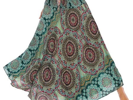 Women s Green Native Swirls Versatile Bohemian Skirt Dress | Dual Purpose | Free Size Online Hot Sale