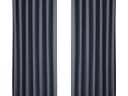 2-Pack Charcoal Blockout Curtains | 240x230cm Eyelet on Sale