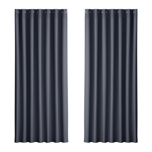 2-Pack Charcoal Blockout Curtains | 240x230cm Eyelet on Sale