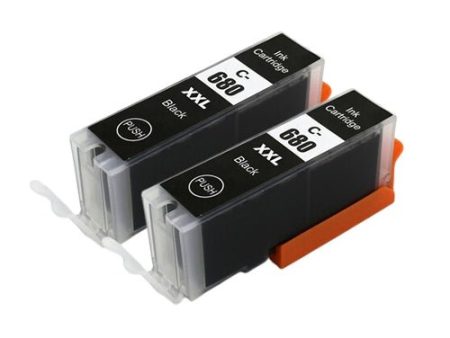 Compatible 2 x PGI680XXL High Yield Black Inkjet Cartridge - for use in Canon Printers For Discount