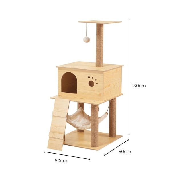 130cm Wooden Cat Tree | Beige Cheap