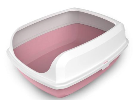 Cat Toilet Litter Box Tray | 2 Medium High Side Portable Open with Scoop (Pink) Hot on Sale