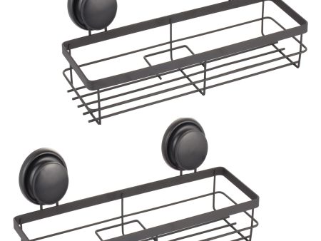 2 Pack Rectangular Corner Shower Caddy Shelf Basket Rack with Premium Vacuum Suction Cup No-Drilling for Bathroom and Kitchen For Cheap