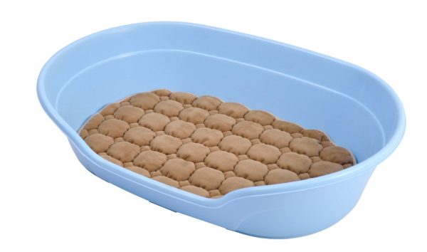 Large Plastic Dog Bed | Sleeping Resting Washable Basket | Blue on Sale