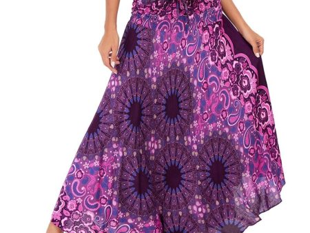 Women s Purple Flower Child Versatile Bohemian Skirt Dress | Dual Purpose | Free Size For Cheap