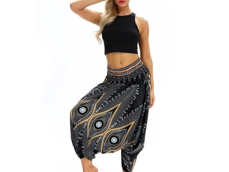 Hippie Boho Loose Yoga Harem Pants | Black Rumbles Design | One Size Online now