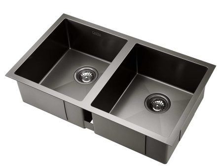 Stainless Steel Kitchen Sink | Under Top Flush Mount | 77cm x 45cm | Black on Sale