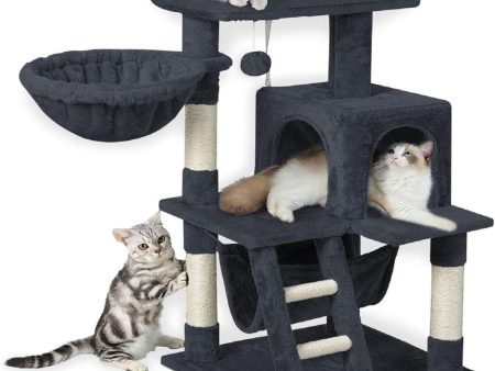 104cm Dark Grey Plush Cat Tree Condo on Sale