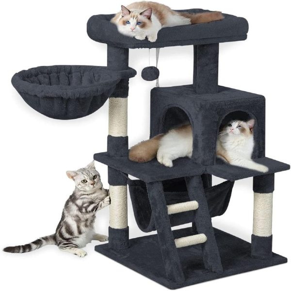 104cm Dark Grey Plush Cat Tree Condo on Sale