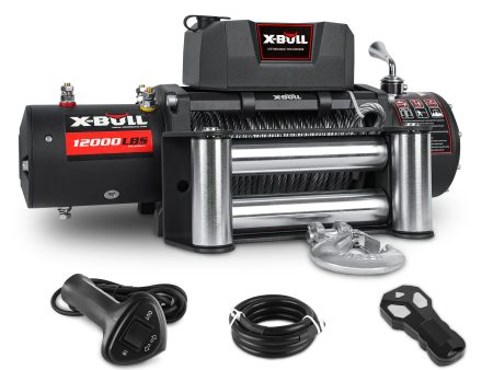 X-BULL Electric Winch 12000LBS 5454KGS Steel Cable 12V Wireless Remote Offroad Online Sale