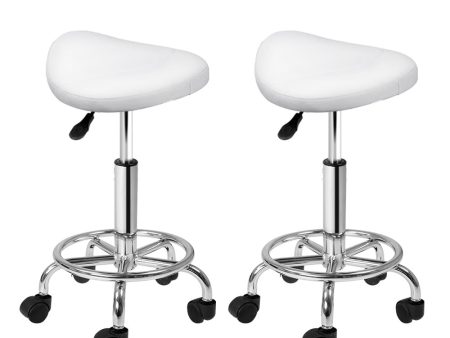 2-Pack Saddle Salon Stools | White Hydraulic Lift Online Sale