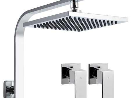 Rain Shower Head Taps | Square | WElS 8   | High Pressure | Wall Arm | DIY | Chrome Supply