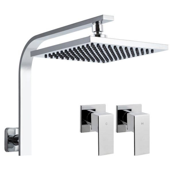 Rain Shower Head Taps | Square | WElS 8   | High Pressure | Wall Arm | DIY | Chrome Supply