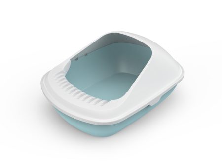 Cat Litter Box Tray | 2-Pack Medium | Shovel Included | Semi-Enclosed Toilet Design | Blue Cheap