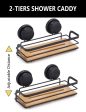 2 Pack Rectangular Bamboo Corner Shower Caddy Shelf Basket Rack with Premium Vacuum Suction Cup No-Drilling for Bathroom and Kitchen Online Hot Sale