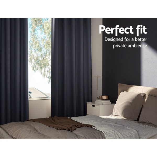 2-Pack Charcoal Blockout Curtains | 240x230cm Eyelet on Sale