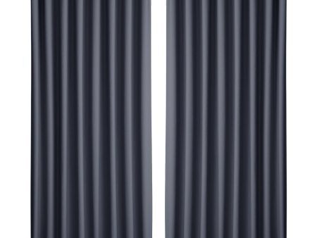 2-Pack Charcoal Blockout Curtains | 300x230cm Eyelet Fashion