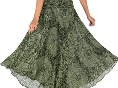 Women s Green Circular Versatile Bohemian Skirt Dress | Dual Purpose | Free Size Online Sale