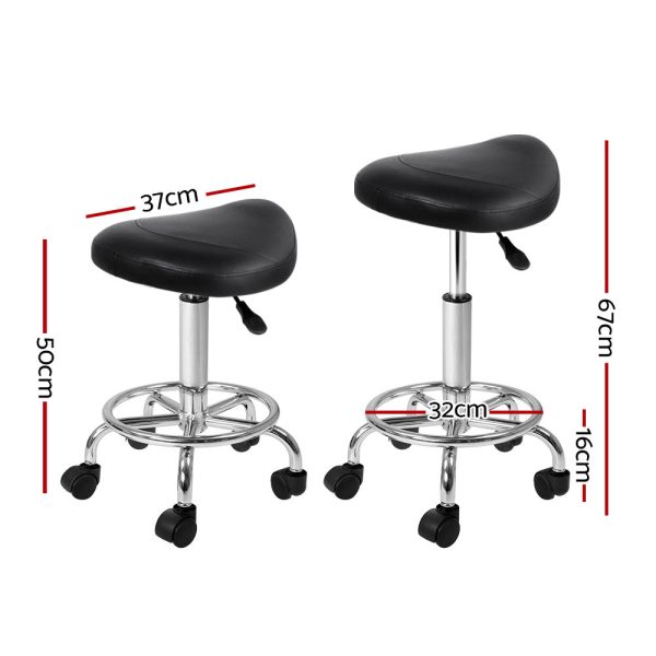 2-Pack Saddle Salon Stools | Black Hydraulic Lift Fashion