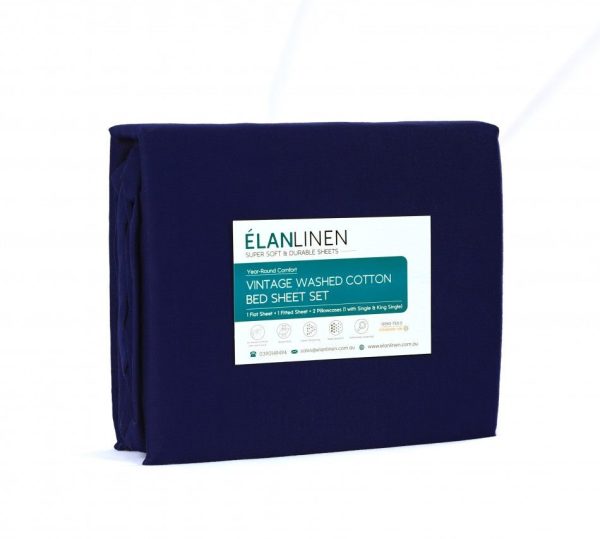 100% Egyptian Cotton Bed Sheets Set | 500TC | Navy Blue | King Single Online