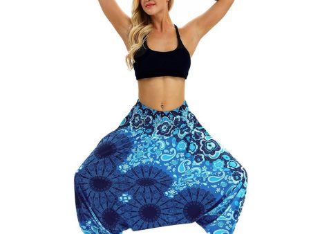 Hippie Boho Loose Yoga Harem Pants | Blue Trippie Hippie Design | One Size Online Hot Sale