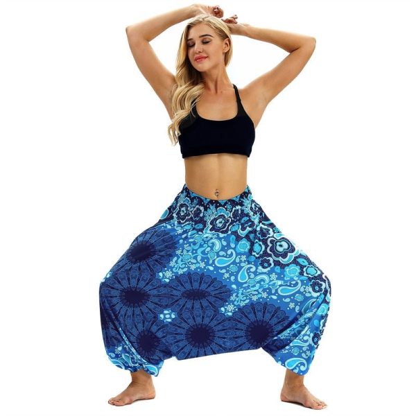 Hippie Boho Loose Yoga Harem Pants | Blue Trippie Hippie Design | One Size Online Hot Sale