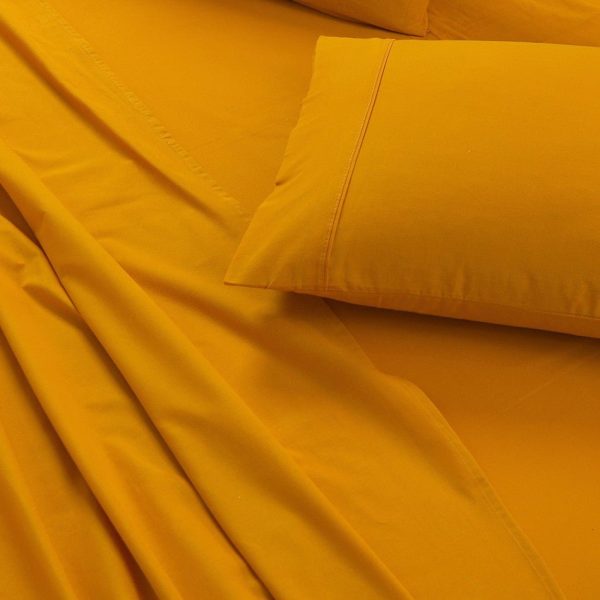 100% Egyptian Cotton 500TC Mustard Queen Bed Sheets Set Hot on Sale