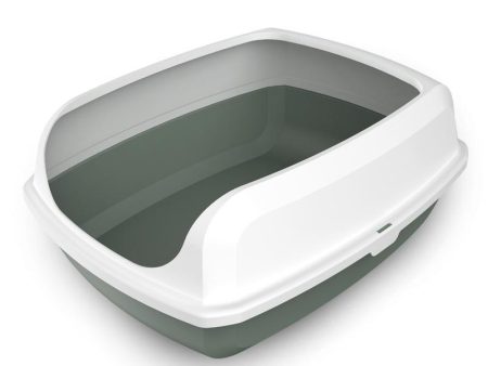 Cat Toilet Litter Box Tray | 2 Medium High Side Portable Open with Scoop (Grey) For Discount