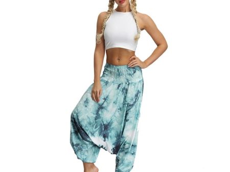 Hippie Boho Loose Yoga Harem Pants | Blue Tie Dye Design | One Size Supply