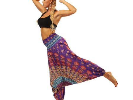 Hippie Boho Loose Yoga Harem Pants | Bohemian Rainbow Design | One Size Hot on Sale