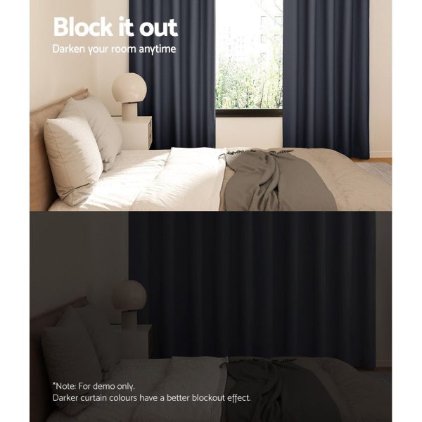 2-Pack Charcoal Blockout Curtains | 240x230cm Eyelet on Sale