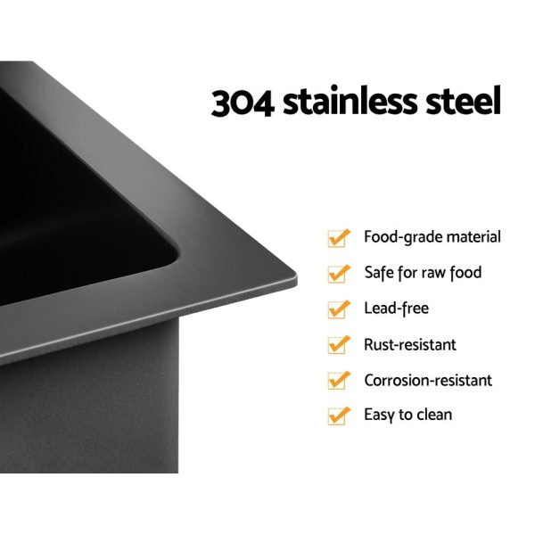 Stainless Steel Kitchen Sink | Under Top Flush Mount | 30cm x 45cm | Black Online Sale