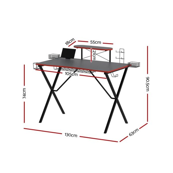 Artiss Gaming Desk Computer Desks Table Storage Shelves Study Home Ofiice 105CM on Sale