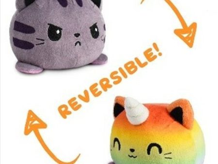 Tabby Rainbow Cat Reversible Plushie Fashion