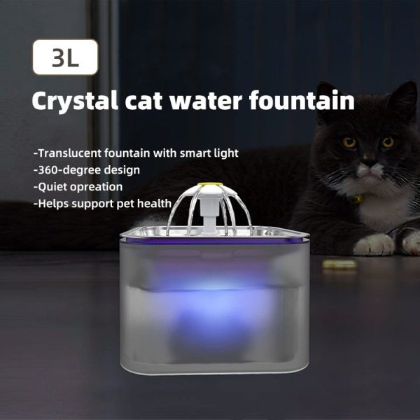 Automatic Electric Pet Water Fountain | 3L | Stainless Steel | Blue on Sale