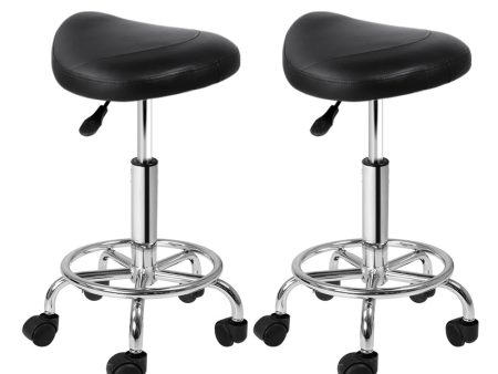 2-Pack Saddle Salon Stools | Black Hydraulic Lift Fashion