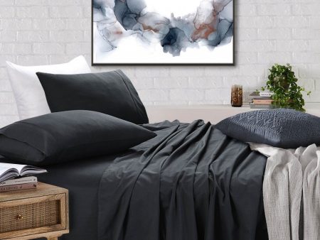 Single Bed Sheets Set | 100% Egyptian Cotton | 500TC | Charcoal For Sale