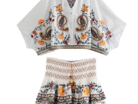 Unique Vintage   Hippie Inspired V-Neck Clothing Set | XS-L For Cheap