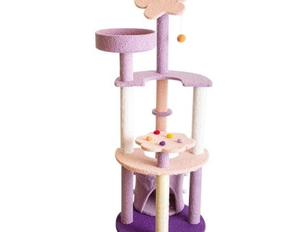 128cm Butterfly Plush Cat Tree Condo | Pink Purple Fashion