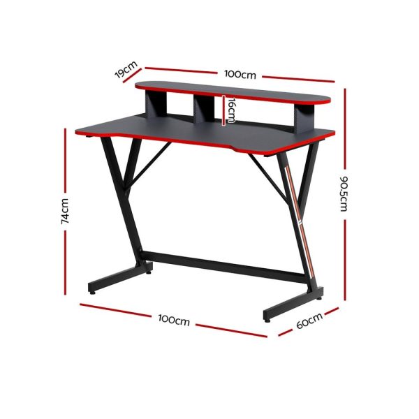 Artiss Gaming Desk Computer Desks Table 2-Tiers Storage Study Home Ofiice 100CM For Discount