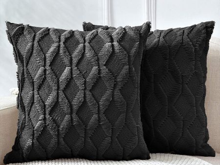 2 Pack Decorative Boho Throw Pillow Covers 45 x 45 cm (Black) For Cheap