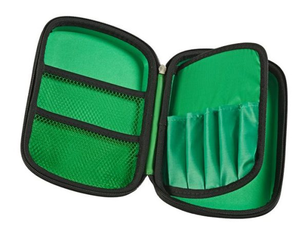 Hard Top Pencil Case | Green with Black Zip | Two-Colour For Discount